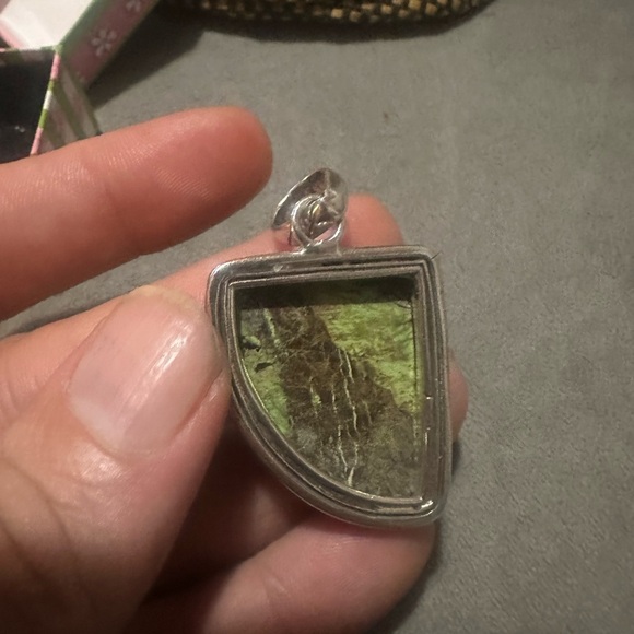 Sterling Silver Gaspeite Pendent Ring Sterling size 6.5 Women's /Men,s - Picture 9 of 14